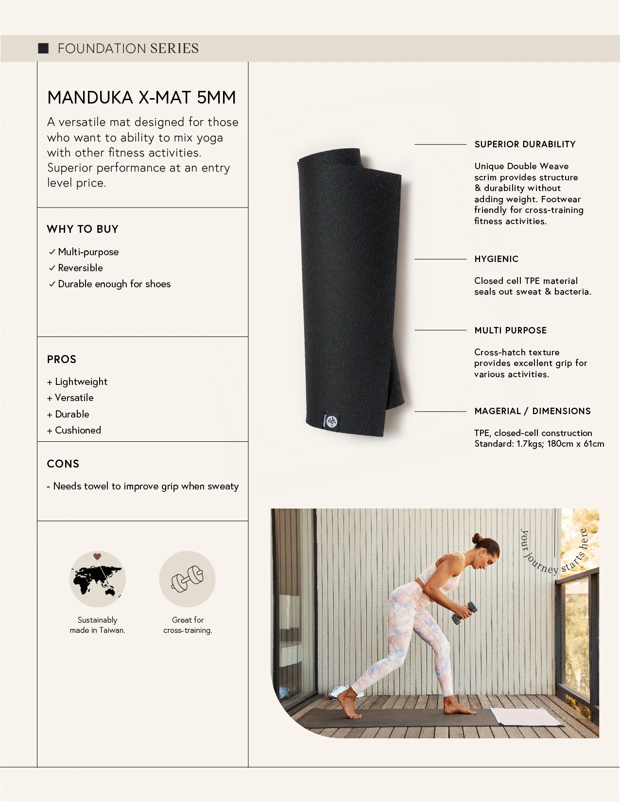 Manduka X Hybrid Fitness Mat 5mm - Image 29